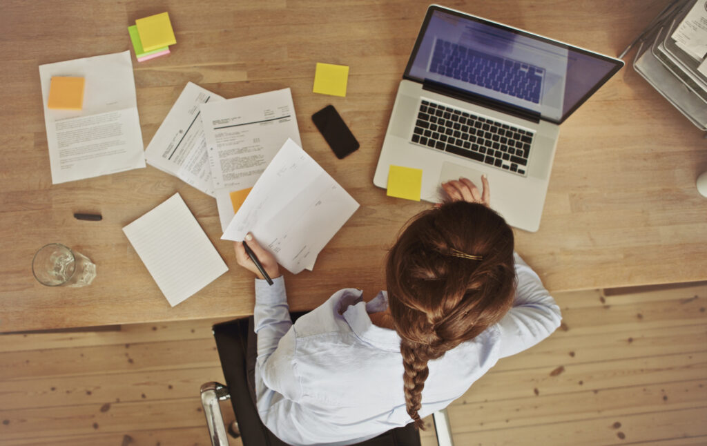 lawyer working on time and billing manually